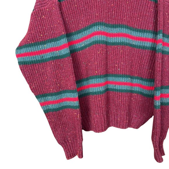 Vintage 90s Eddie Bauer Stripe Sweater Speckled Knit Crewneck Cotton - Picture 4 of 9